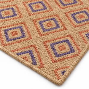 Alfombra de Yute 100% Personalizable, Ecológica, Moderna, de Tejido Plano y Pelo Medio, 2x6 Pies, Color Natural, Diseño a Cuadros - Product Image 2