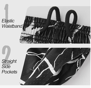 Men s Black White Geometric Print Basketball Shorts Quick Dry Elastic Waist Sporty Style Short Length Woven Polyester Quick Dry - Product Image 5