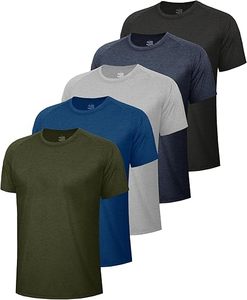 เสื้อยืดผู้ชายแห้งเร็ว ทรงสปอร์ต คอกลม แขนสั้น สีพื้น ผ้าโพลีเอสเตอร์ถัก ทรงปกติ สวมใส่สบาย - Product Image 1