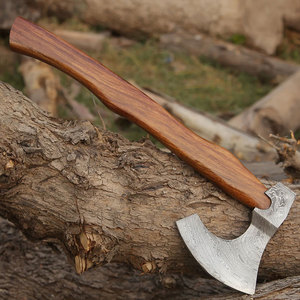 Hache en acier Damas de qualité supérieure, tête fabriquée à la main, manche en bois naturel, outil traditionnel pour l'extérieur - Product Image 5