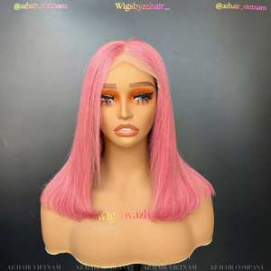 Factory Price Customized Human Hair <b>Pink</b> Colored Wigs 180% Density HD <b>Lace</b> Frontal Wig 100% Raw Vietnamese Hair Extensions - Product Image 6