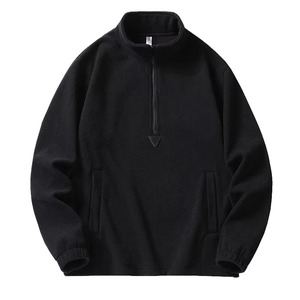 Factory Direct Men's Casual Solid Color Eco-Friendly <b>Quilted</b> Polyester Fleece Half Zip Stand Winter Thermal Waterproof Jacket - Product Image 4