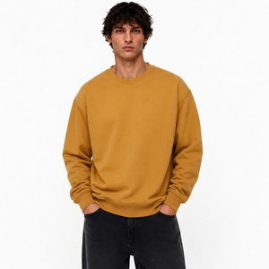 Sudadera personalizada para hombre de forro polar grueso con cuello redondo, efecto lavado desgastado, gráfico personalizado en la espalda y dobladillo acanalado. - Product Image 1