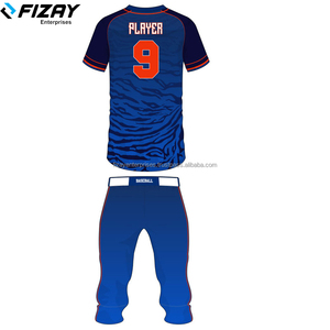 FIZAY ENTERPRISES ชุดกีฬาคุณภาพสูง ระบายอากาศได้ดี ผลิตตามสั่ง เสื้อแขนครึ่งสีน้ำเงิน ชุดยูนิฟอร์มเบสบอลซอฟต์บอล ไซส์ใหญ่ - Product Image 2