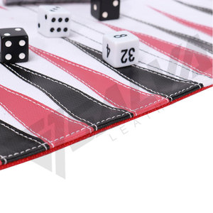 Factory Supply Leather <b>Set</b> Customize logo Colored Professional Backgammon Game Board Game <b>Dice</b> Game Cup with black & white chips - Product Image 3
