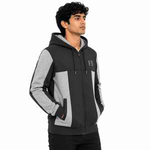 Sudadera con capucha de moda para hombre, con cremallera completa, diseño de bolsillo frontal con logo, estilo casual, streetwear, oversize, 100% algodón, para invierno - Product Image 2