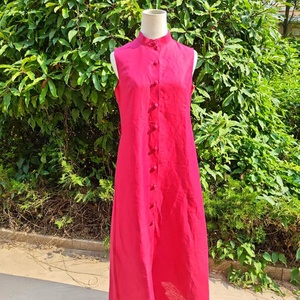 Vestido de cuello barco sin mangas para mujer, estilo A, para verano, playa, vacaciones, talla grande, ropa de lino, precio al por mayor - Product Image 2
