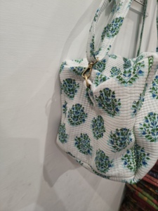 Handmade Manufacturer Quilted Patchwork Duffle Tote Shoulder Blue <b>Bag</b> Cotton Eco Friendly Travel <b>Yoga</b> Shopping Beach Boho Large - Product Image 2