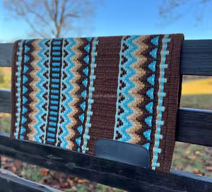 Les couleurs attrayantes de la meilleure qualité montrent la couverture de cheval idéale pour l'équitation occidentale laine de Nouvelle-Zélande Double tissage tissé à la main - Product Image 2