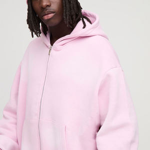 Sweat-shirts à capuche zippés sur mesure pour hommes, coupe ample, avec logo brodé et poche, 100% coton, tissu épais, vêtements d'hiver, service OEM ODM - Product Image 2