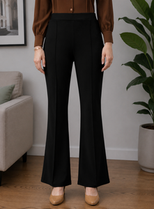 Nouveau pantalon décontracté coupe droite, couleur unie, jambe large, pour femme - Product Image 3