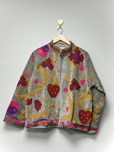 <b>Women's</b> Handmade Multicolor Floral Embroidered <b>Velvet</b> Suzani <b>Jacket</b> with Floral Art Inspired Bohemian Festival Wear - Product Image 4