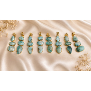 Pendentif double pierre en pierres précieuses naturelles plaqué or avec cristaux pour la fabrication de bijoux et de colliers DIY en gros - Product Image 5