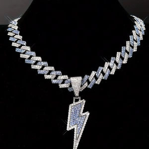 Cadena Cubana de Plata de Ley 925 con Moissanita Completa para Hombre, Estilo Hip Hop, Collar de Lujo, Regalo, Relojes en Stock en EE. UU. y Reino Unido - Product Image 1