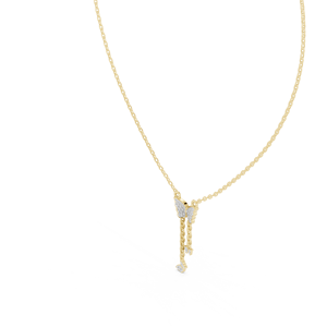 Delicado colgante de mariposa con diamante cultivado en laboratorio, engastado en oro amarillo macizo de 18 quilates, para compromiso, fiesta, San Valentín, uso diario, para mujer. - Product Image 4