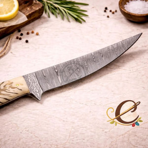 NEW FRIENDS INDUSTRIES Couteau à filet en acier Damas forgé à la main, manche en forme de cône de pin, lame de 8 pouces, design ambidextre - Meilleur couteau de cuisine - Product Image 2