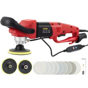 6-Speed Wet <b>Polisher</b> Grinder 8PCS Polishing Kit & 4\" 5\" Diamond Pads Splash Shield for <b>Car</b> Polishing - Product Image 1