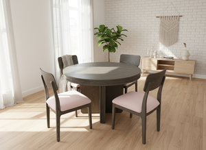 Ensemble de table basse ronde moderne avec 4 chaises en frêne massif et placage MDF, durable et léger - Product Image 4