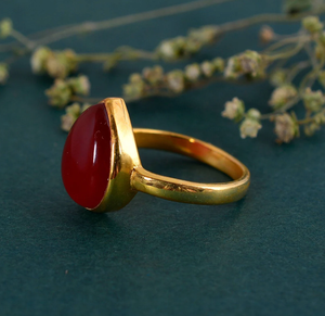 Bague en or 18 carats plaqué or avec pierre précieuse cornaline pour femme, bijoux faits à la main, fournisseur - Product Image 2