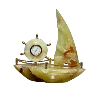 Horloge en marbre onyx artisanale de luxe, élégante décoration intérieure en pierre naturelle, horloge en marbre onyx à prix avantageux - Product Image 1