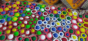 Diya de Cerámica Cuadrada/Redonda, Estilo Indio, para Diwali, Color Rojo y Blanco, Decorativa para el Hogar, Vacía - Product Image 2