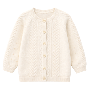 Cardigan en tricot neutre pour bébé, en acrylique doux, à manches longues, boutonné devant, pour l'hiver, pour nouveau-nés, nourrissons, filles et garçons - Product Image 1