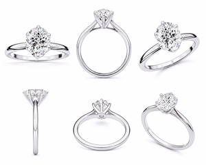 Bague de fiançailles en or avec diamant synthétique cultivé en laboratoire de forme ovale, bijoux de luxe classiques pour femmes - Product Image 3