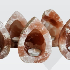 Porte-bougie en sel de l'Himalaya de qualité supérieure, brut, sculpté en forme de goutte d'eau, décoration naturelle relaxante pour la maison et le spa - Product Image 6