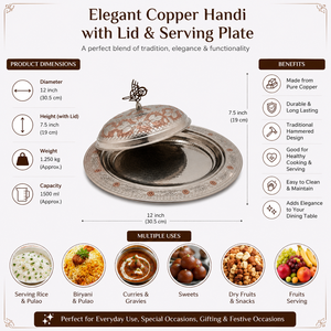 Plat de service artisanal en cuivre et argent allemand avec couvercle en dôme, plateau de service alimentaire de luxe, cloche décorative pour buffet, hôtel - Product Image 5