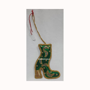 Adornos Navideños Colgantes con Forma de Luna y Bordado Zari Dorado, Material de Tela con Color Dorado, Decoración para el Festival de Ramadán - Product Image 6