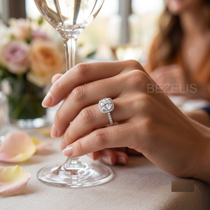cushion Cut Diamond Engagement <b>Ring</b> With Halo Band White Diamonds Women's Classic Style Adjustable <b>Toe</b> <b>Rings</b> for Beach Vacation - Product Image 3