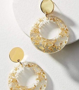 Epoxy <b>Resin</b> With Gold Foil Earring For Party Event Festive Women Trending Party Statement Jewelry Acrylic Lucite Dangle Earring - Product Image 6