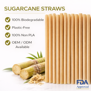 Pajitas Biodegradables de Caña de Azúcar, Compostables, Envueltas Individualmente, Libres de Plástico, de Fibra de Bagazo - Product Image 1