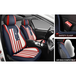 GXT M2 Waterproof <b>Leather</b> <b>Car</b> <b>Seat</b> <b>Covers</b>-Patriotic American Flag Design Front & Rear Set - Product Image 2