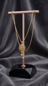 DIVYORO Women's Gold Plated <b>Copper</b> Alloy Carved Tear Drop Pendant <b>Chain</b> - Product Image 2