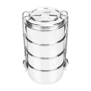 Rectangle >3-Tier Stainless Steel Tiffin <b>Box</b> 3 Compartments Leak Proof Dishwasher Safe <b>Stackable</b> Metal <b>Lunch</b> <b>Box</b> Heavy Duty Food - Product Image 5