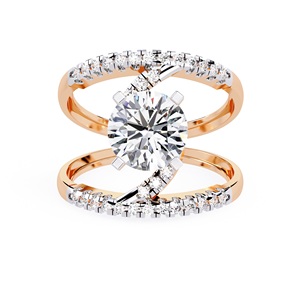 Anillo Clásico de Oro de 14k con Diamante Redondo de 2 Quilates, Engaste Pavé, para Mujer, Certificado IGI, Ideal para Compromiso, Aniversario o Boda - Product Image 2