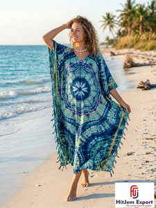 Vestido Kaftan Tie Dye Personalizado para Mujer, Estilo Holgado, para Playa o Resort, Fabricante y Proveedor OEM ODM - Product Image 4