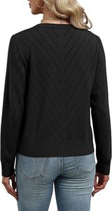 <b>Black</b> Knitted <b>Cardigan</b> Full Sleeve Button Closure Solid Color Autumn Sweater Regular Fit 100% Acrylic - Product Image 5