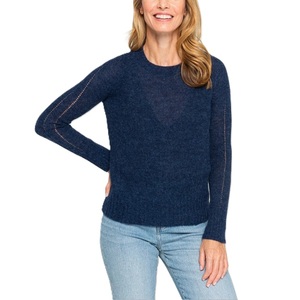 Pull-over d'hiver décontracté pour femme, couleur unie, manches longues, tricoté, 100 % acrylique, respirant, anti-plis, col rond - Product Image 3