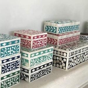 Handmade Premium Bone Inlay Lacquer Jewelry Box Modern Durable Luxury Decorative Organizer Living Room Eco-Friendly - Product Image 5
