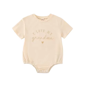 Body de Bebé Bordado de Bambú |   Mono unisex de manga corta |   Mono de bebé suave y transpirable, ropa de verano para bebé, cómoda - Product Image 1