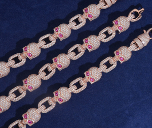 Collar de Plata 925 con Moissanita y Eslabones de Calavera, Chapado en Rodio/Oro, Estilo Hiphop, Cadena Iced Out, Joyería para Fiesta o Regalo - Product Image 3