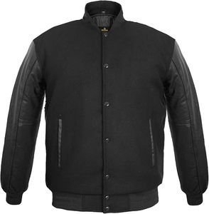 Chaqueta Varsity Personalizada de Doble Botonadura con Mangas Largas, Forro Polar Impermeable y Resistente al Viento, Colores y Logotipos Personalizables - Product Image 1