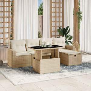 Set Divano da Giardino Beige e Bianco Crema - Product Image 1