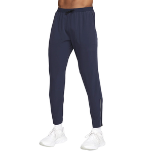 Pantalon de survêtement bleu marine pour homme, taille élastique avec cordon de serrage, décontracté, avec poches latérales, en tissu tricoté respirant, idéal pour l'automne - Product Image 1