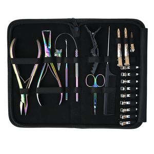 Kit d'outils professionnels pour extensions de cheveux à usage professionnel en salon, avec perles, outil de sertissage, outil de retrait de micro-anneaux, pince à cheveux et ensemble de pinces de coiffure - Product Image 1