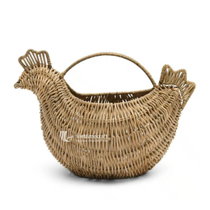 Panier de rangement en osier en forme de poulet, écologique, vintage, à thème animal, plateau de service tressé pour le pain et les collations - Product Image 1
