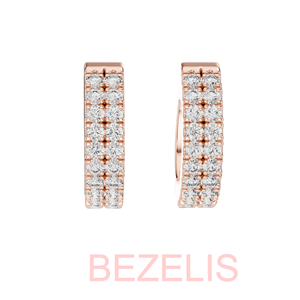 Pendientes de aro Huggie de oro rosa con diamantes redondos de talla brillante, joyería de lujo para mujer, regalo fino - Product Image 3