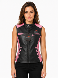 Gilet en cuir pour femme avec matière en cuir de qualité supérieure, coupe ajustée élégante, doublure intérieure douce, coutures durables et confortable. - Product Image 4